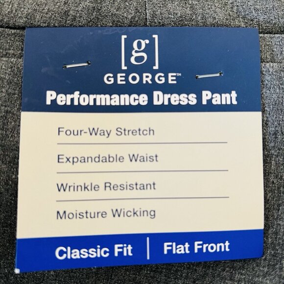 GEORGE Men's Grey Dress Pants 34x32 Expandable Waist Flat Front Stretch NWT - Picture 6 of 11